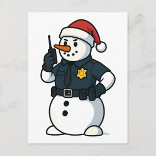 Cartes Pour Fêtes Annuelles Agent de police Bonhomme de neige Noël 2026 Vacanc