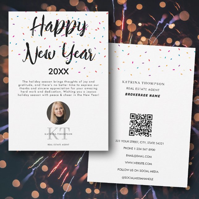 Cartes Pour Fêtes Annuelles Agent Immobilier Realtor Joyeux Nouvel An Fêtes (Real Estate Agent Realtor Happy New Year Holidays Holiday Card)