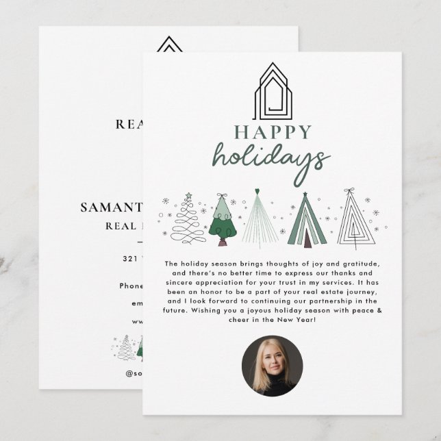 Cartes Pour Fêtes Annuelles Agent immobilier Realtor Noël Joyeux vacances (Devant / Derrière)