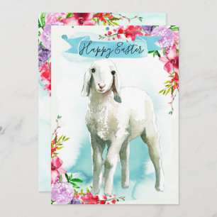 Cartes Pour Fêtes Annuelles Agneau blanc Joyeux voeux de Pâques