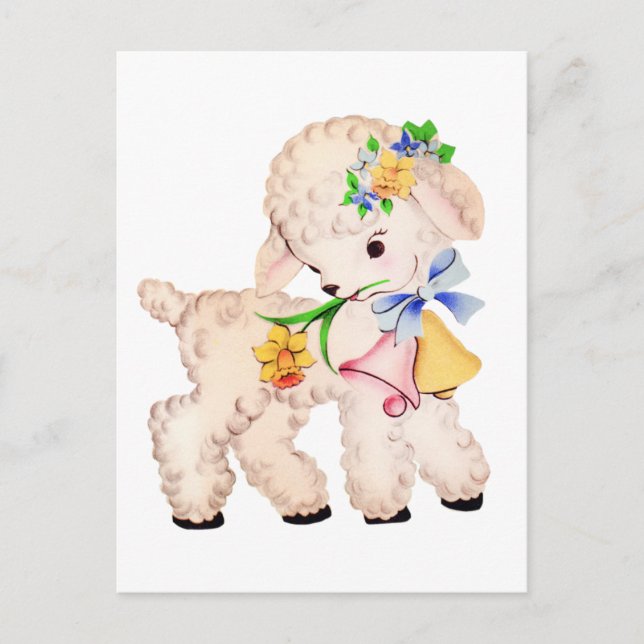 CARTES POUR FÊTES ANNUELLES AGNEAU DE PÂQUES VINTAGE (Devant)