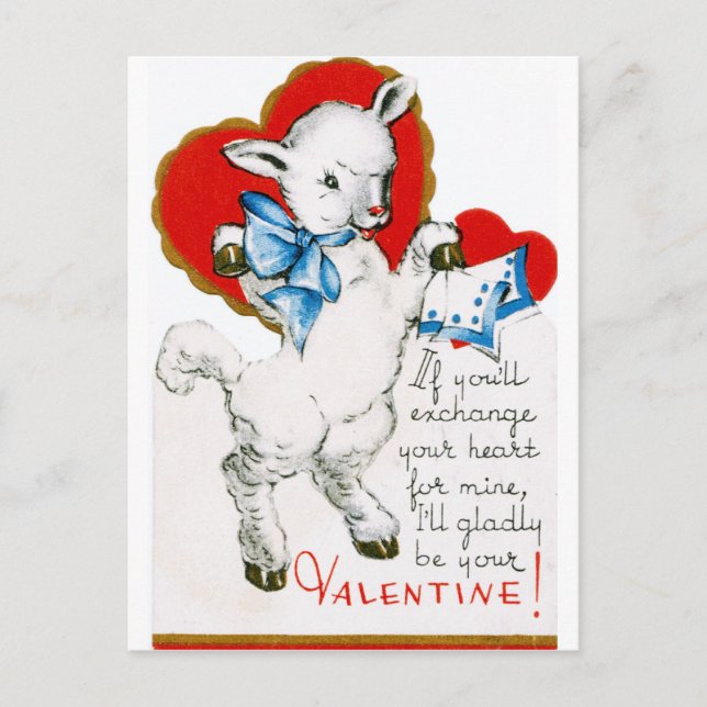 Cartes Pour Fêtes Annuelles Agneau vintage Valentine (Devant)