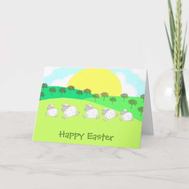 Cartes Pour Fêtes Annuelles Agneaux de ressort (Devant)