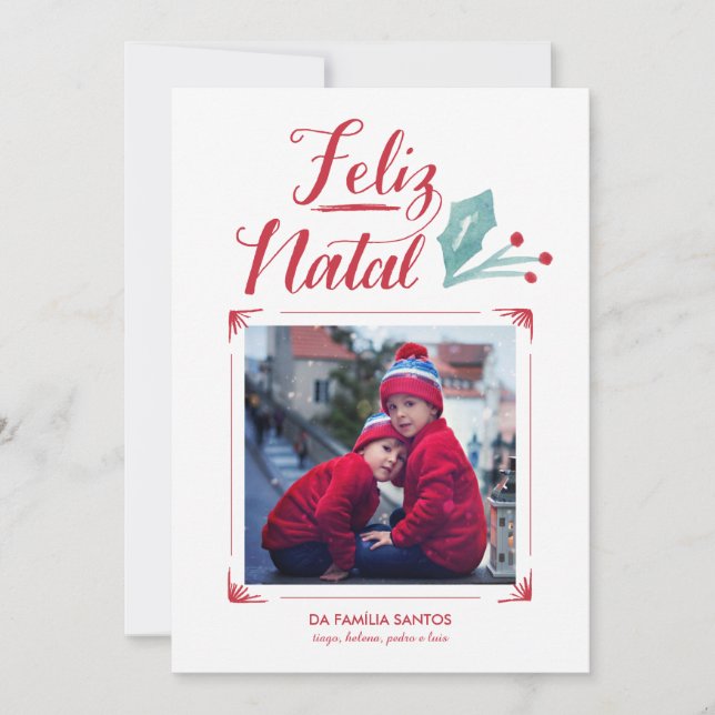 Cartes Pour Fêtes Annuelles Aguarela & Caligrafia | Feliz Natal (Devant)