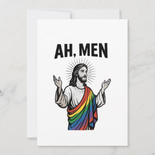 Cartes Pour Fêtes Annuelles Ah Men Funny LGBT Gay pride Jesus Rainbow