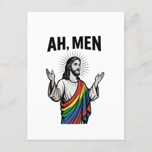 Cartes Pour Fêtes Annuelles Ah Men Funny LGBT Gay pride Jesus Rainbow
