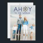 Cartes Pour Fêtes Annuelles Ahoy Joy to the World Christmas Beach Photo<br><div class="desc">Ce carte photo est parfait pour tous ceux qui vivent dans un climat chaud ou dans une ville de plage pendant la saison des vacances. Le texte est un jeu sur "Joy to the World". Ajoutez une salutation spéciale sur le dos!</div>