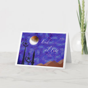 Cartes Pour Fêtes Annuelles Aïd al Fitr, Crescent Moon et Minarets