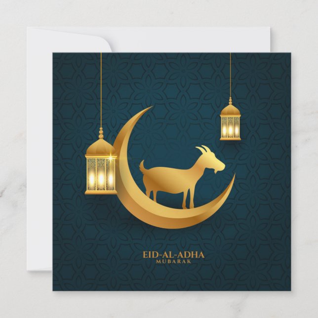 Cartes Pour Fêtes Annuelles Aïd el Adha Moubarak Chèvre Croissant islamique de (Devant)