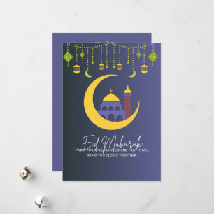 Cartes Pour Fêtes Annuelles Aïd Moubarak bleu