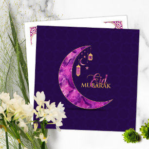 Cartes Pour Fêtes Annuelles Aïd Moubarak - Joyeux Aïd - Croissant Améthyste