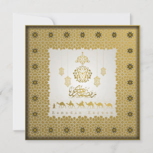 Cartes Pour Fêtes Annuelles Aïd Moubarak Motif arabe calligraphie or