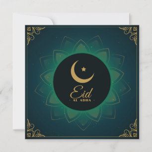 Cartes Pour Fêtes Annuelles Aïd ul Adha Moubarak Croissant-étoile Vert Or