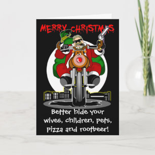 Cartes Pour Fêtes Annuelles Aide Bubba Claus du cycliste de Père Noël