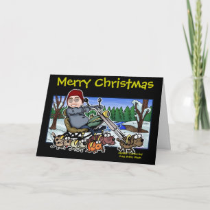 Cartes Pour Fêtes Annuelles Aide Bubba Claus du cycliste de Père Noël