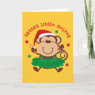 Cartes Pour Fêtes Annuelles Aide de Singe Girl Santas