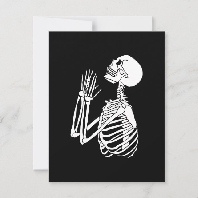 Cartes Pour Fêtes Annuelles Aidez-moi Skeleton à prier sur un (Devant)