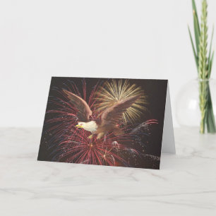 Cartes Pour Fêtes Annuelles Aigle et feux d'artifice