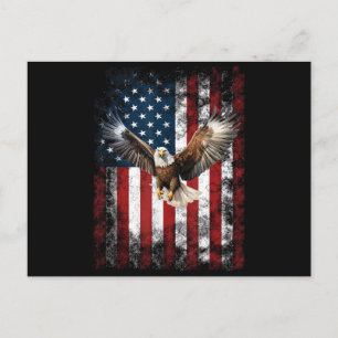Cartes Pour Fêtes Annuelles Aigle Patriotique 4 juillet USA Drapeau Américain
