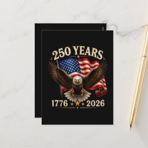 Cartes Pour Fêtes Annuelles Aigle patriotique USA 250e anniversaire