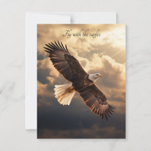 Cartes Pour Fêtes Annuelles Aigle royal lever de soleil doré citation inspiran