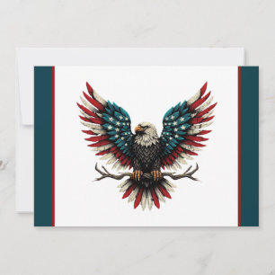 Cartes Pour Fêtes Annuelles Aigle rustique patriotique américain/américain cha