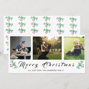 Cartes Pour Fêtes Annuelles Aiguille de pin moderne Joyeux Noël Collage 3 phot