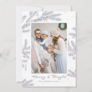 Cartes Pour Fêtes Annuelles Aiguilles de pin givré Pastel Joyeux & Bright Phot