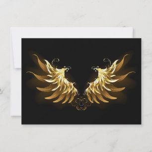 Cartes Pour Fêtes Annuelles Ailes d'Ange d'or sur arrière - plan noir