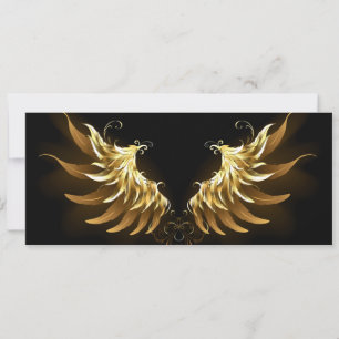 Cartes Pour Fêtes Annuelles Ailes d'Ange d'or sur arrière - plan noir