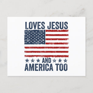 Cartes Pour Fêtes Annuelles Aime Jésus et l'Amérique Trop Dieu Chrétien 4ème d