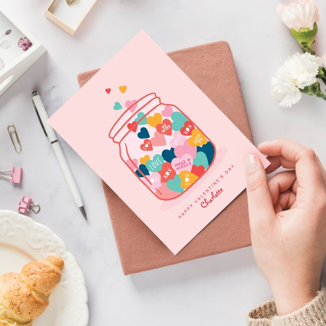 Cartes Pour Fêtes Annuelles Aimer Candy Heart Messages Mason Jar Valentine (Créateur téléchargé)