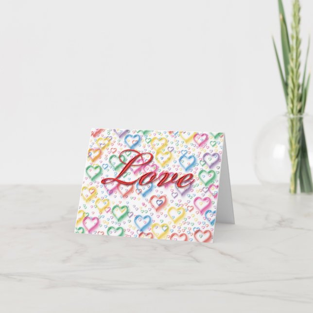 Cartes Pour Fêtes Annuelles Aimer les coeurs de néon (Devant)