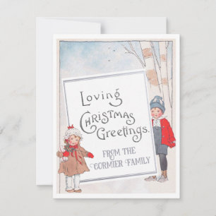 Cartes Pour Fêtes Annuelles Aimer Noël Salutations Personnalisé Enfants Vintag