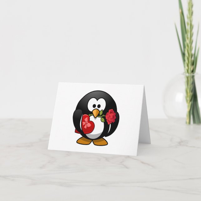 Cartes Pour Fêtes Annuelles Aimer Pingouin Frappé Avec Cadeaux Valentine (Devant)