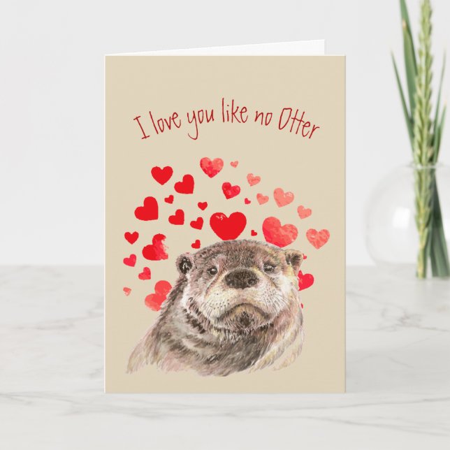 Cartes Pour Fêtes Annuelles Aimer Vous n'aimez pas Otter Fun Mignonne Otter An (Devant)