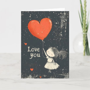 Cartes Pour Fêtes Annuelles Aimez votre fille coeur ballon