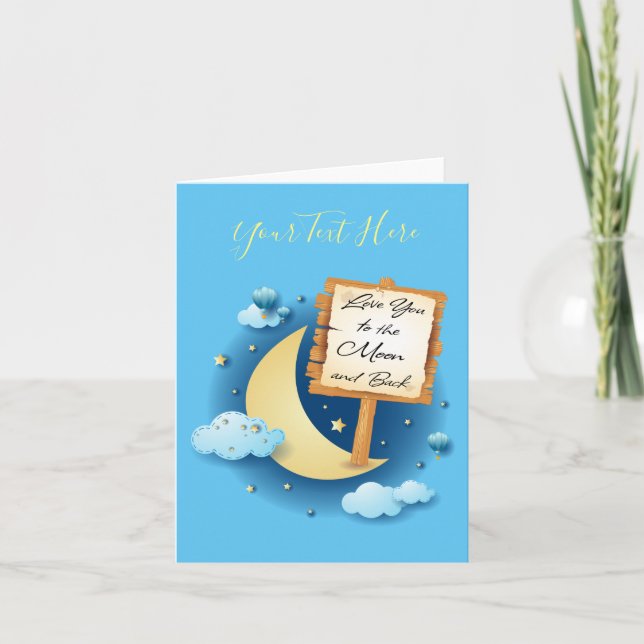 Cartes Pour Fêtes Annuelles Aimez-vous à la Lune et retour (Devant)