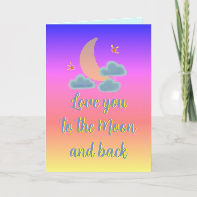 Cartes Pour Fêtes Annuelles Aimez-vous à Moon et Back Ombre (Devant)