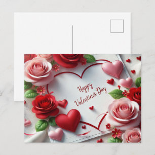 Cartes Pour Fêtes Annuelles Aimez-vous Roses et Coeurs Saint Valentin