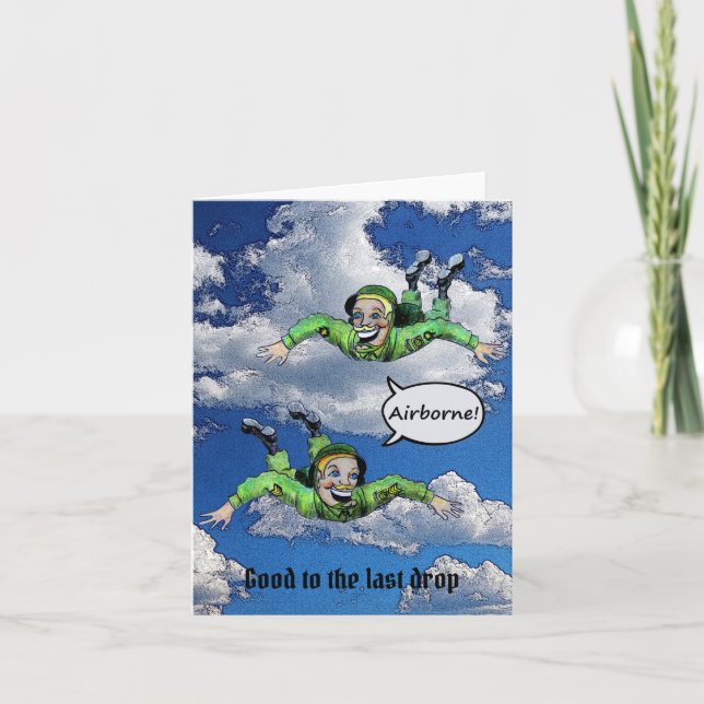 Cartes Pour Fêtes Annuelles Airborne, paratrooper-bras, carton-bras - Blanc (Devant)