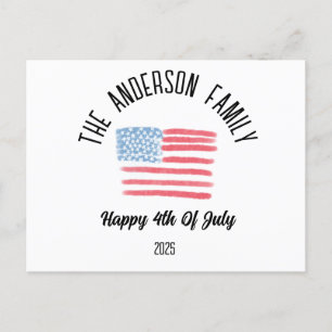Cartes Pour Fêtes Annuelles Airbrush American Flag Nom de famille personnalisé