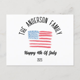 Cartes Pour Fêtes Annuelles Airbrush American Flag Nom de famille personnalisé