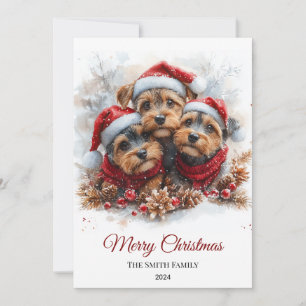 Cartes Pour Fêtes Annuelles Airedale Aquarelle Noël Minimal