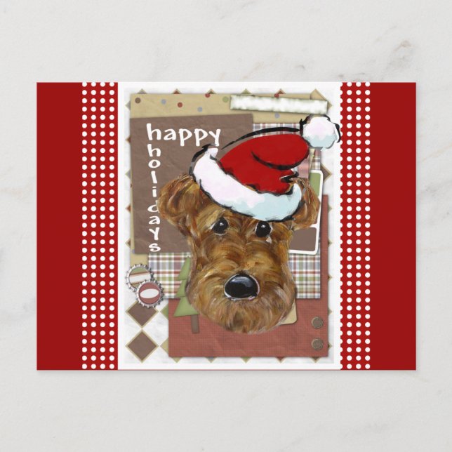 CARTES POUR FÊTES ANNUELLES AIREDALE DE NOËL (Devant)