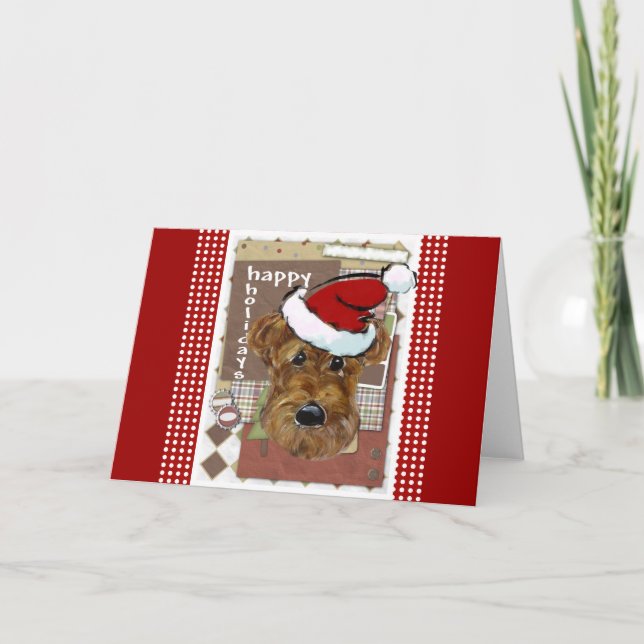 CARTES POUR FÊTES ANNUELLES AIREDALE DE NOËL (Devant)
