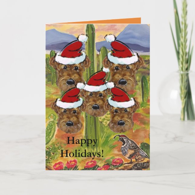 Cartes Pour Fêtes Annuelles Airedale Santas (Devant)