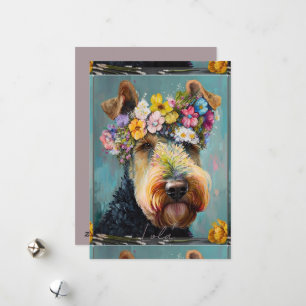 Cartes Pour Fêtes Annuelles Airedale Terrier Abstraite peinture florale