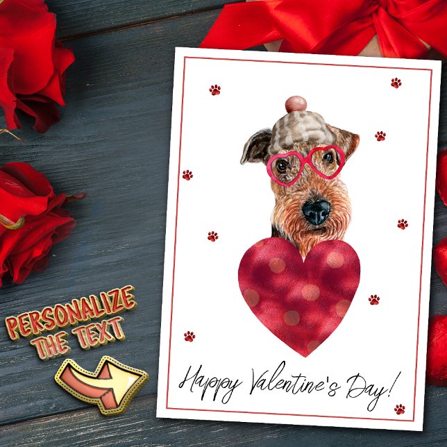Cartes Pour Fêtes Annuelles Airedale Terrier Amoureux des chiens Valentine Cad (Créateur téléchargé)