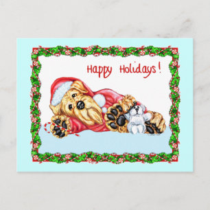 Cartes Pour Fêtes Annuelles Airedale Terrier attendant le Père Noël